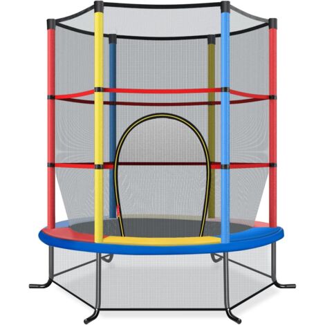 COSTWAY Cama Elastica Infantil Ø 165cm, Trampolines con Red de Seguridad y Almohadilla para Muelles para Niños de 3-6 Años, de Interior/Exterior, Carga estática 135kg Multicolor