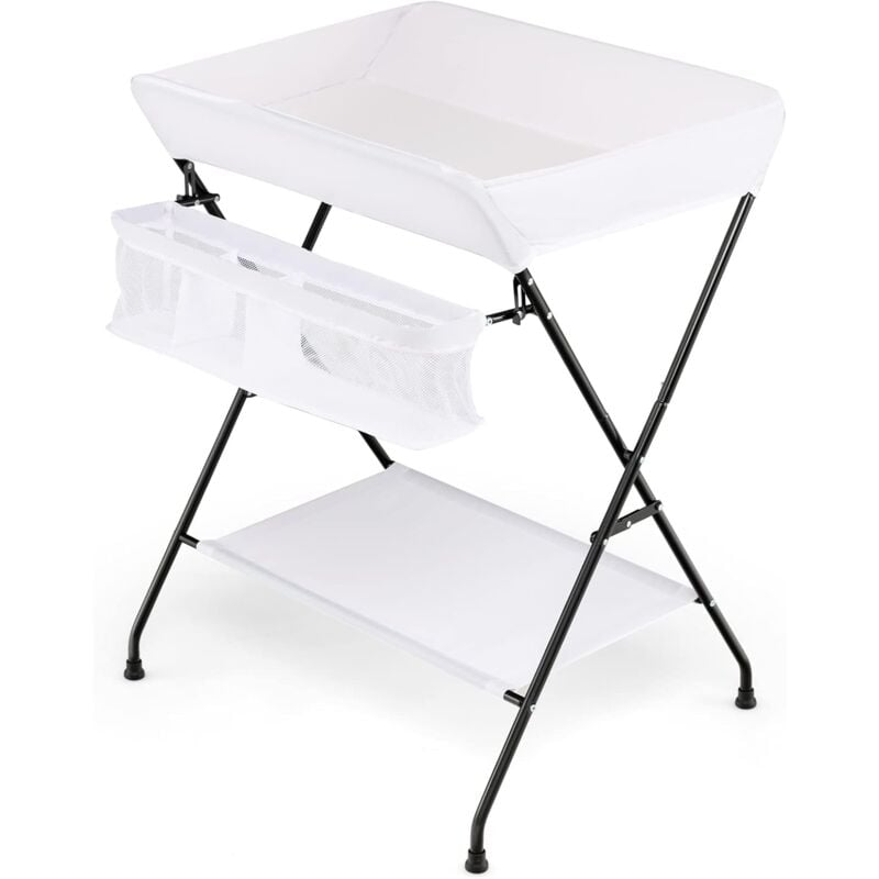 

Costway - Cambiador Plegable para Niños con Cinturón de Seguridad, Organizador Cuarto para Bebés y Niño (blanco)