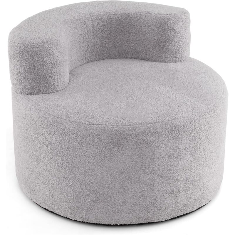 COSTWAY Canapé Compressé Rond, Canapé Simple Confortable avec Rembourrage en Éponge et Revêtement en Peluche, Dossier Incurvé, Pouf Poire pour
