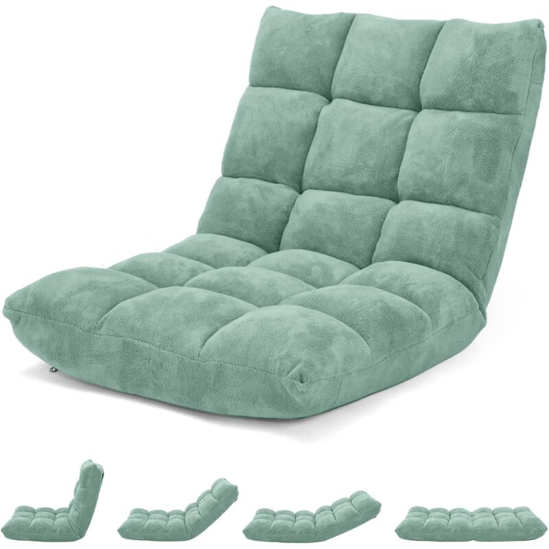 Costway - Canapé Paresseux Tatami Pliable Chaise de Plancher Coussin de Chaise de Lit Siège de Sol pour Maison, Bureau 105 x 57 x 15 cm (Vert Clair)
