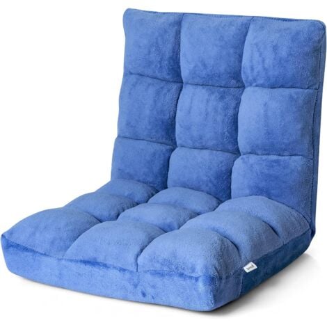 COSTWAY Canapé Paresseux Tatami Pliable Chaise de Plancher Coussin de Chaise de Lit Siège de Sol pour Maison, Bureau 105 x 57 x 15 CM (Bleu)