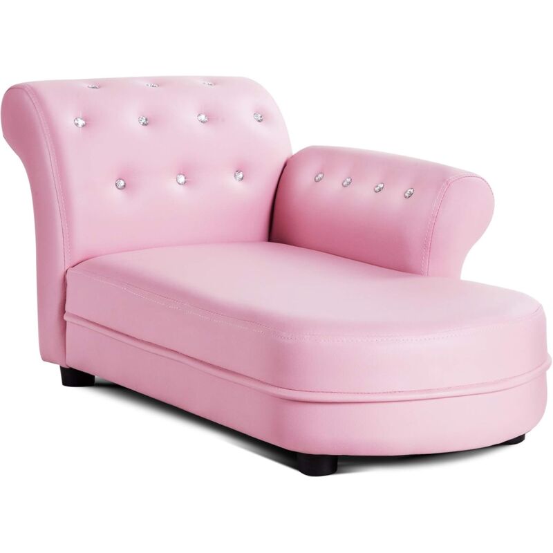 Canapé pour Enfants 3 - 7 ans en Simili Cuir et Cadre en Bois, 82,5x46x42 cm pour Salle de Jeux et Salon Rose Charge 45KG - Costway