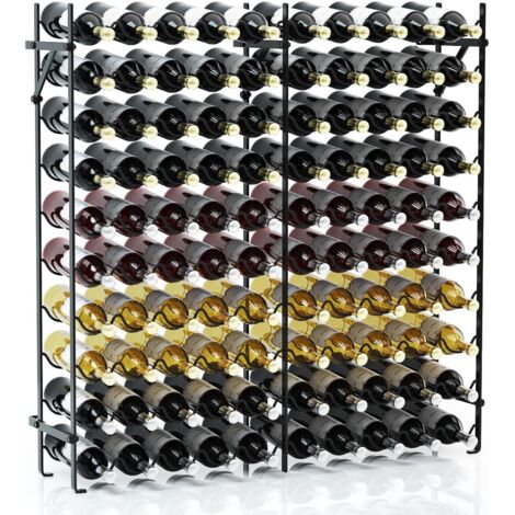 COSTWAY Cantina Portabottiglie in Metallo, Scaffale Espositivo per Vino Stabile Senza Oscillazioni, Porta Vino a 10 Ripiani per 100 Bottiglie, per Bar, Cantina e Sala da Pranzo, 98 x 25,5 x 100 cm