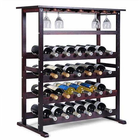 WENKO Scaffale porta bottiglie di vino Norway, scaffale legno per vino fino  a 12 bottiglie, portabottiglie in noce da terra a 3 piani