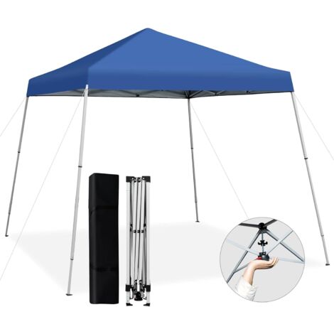 COSTWAY Carpa Plegable 3x3, Pergolas Cenadores para Jardín, 3 Alturas Ajustables, Protección Solar UPF50+, Bolsa de Transporte (Azul)
