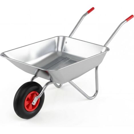 COSTWAY Carriola da Giardino,2 Manici Ergonomici e Ruota,Capacità 62,5L 136 kg,Acciaio Zincato