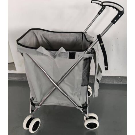 COSTWAY Carro de Compras Plegable con Ruedas, Carrito de la Compra para Supermercado con Forro de Tela Oxford Extraíble e Impermeable, Carro de Transporte Ligero y Utilitario para la Compra (Gris)