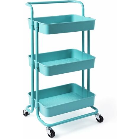COSTWAY Carro Multiuso de Servicio con Ruedas Carrito Auxiliar para Cocina Baño Peluquería Carga hasta 60kg (Verde)