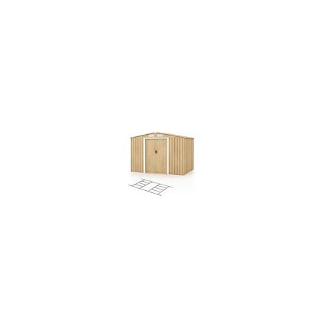 COSTWAY Casetta da Giardino, Capanni Porta Attrezzi da Esterno, con Porte Scorrevoli, Maniglie, Sfoghi e Tettoia, in Lamiera di Acciaio e Lamiera Zincata (259 x 196 x 184 cm)