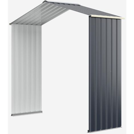 COSTWAY Casetta da Giardino Porta Attrezzi in Acciaio con Tettoia, Ideale per Cortile, Giardino e Fattoria (203 x 64 x 195 cm) (Pannelli per Estensione)