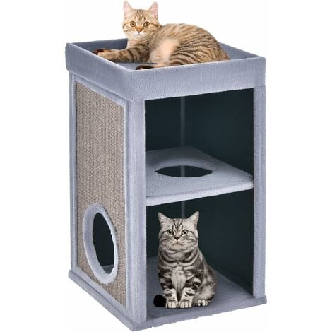 Casetta per gatti in legno da esterno casa per gatti a 2 piani con finestre  apribili e 2 piattaforme per giardino balcone terrazza - AliExpress