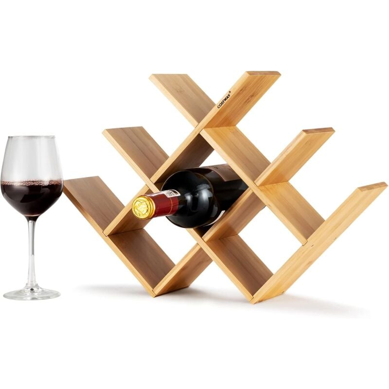 Costway - Casier à Vin, Présentoir de Bouteilles de vin, Rangement pour Cuisine,Comptoir de Bar en Bambou