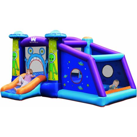 COSTWAY Castillo Hinchable con Patrón de Extraterrestre para Niños 331x258x178cm Infantil Castillo Inflable con Tobogán Sin Soplador