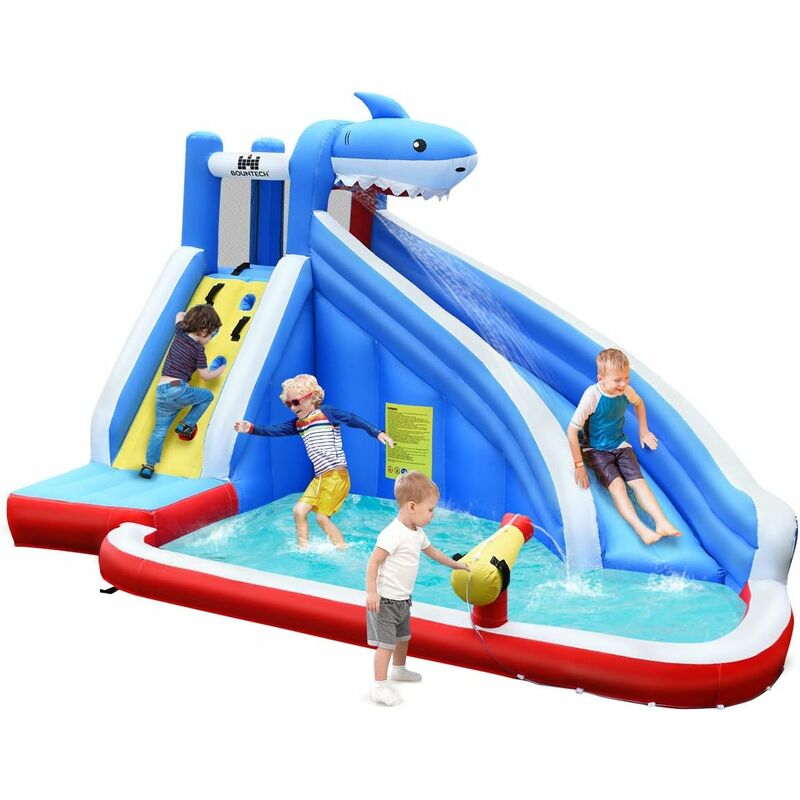 

Castillo Hinchable para Niños con Tobogán 390x305x240 cm Parque Acuático Inflable Sin Soplador - Costway