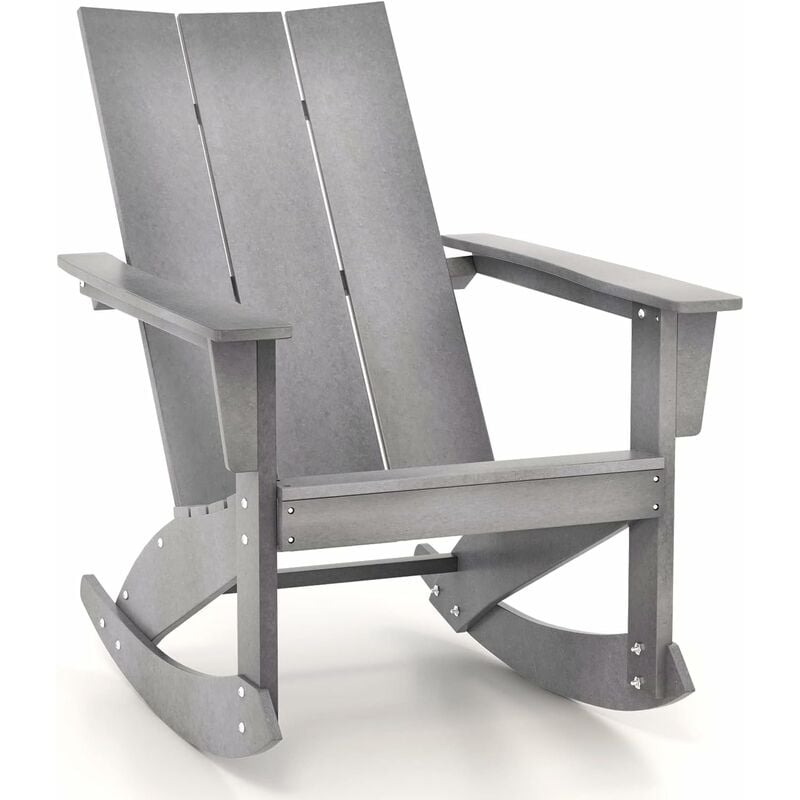 chaise à bascule adirondack en hdpe, fauteuil de jardin extérieur avec accoudoir et dossier, résistant aux intempéries, charge 150 kg, salon de