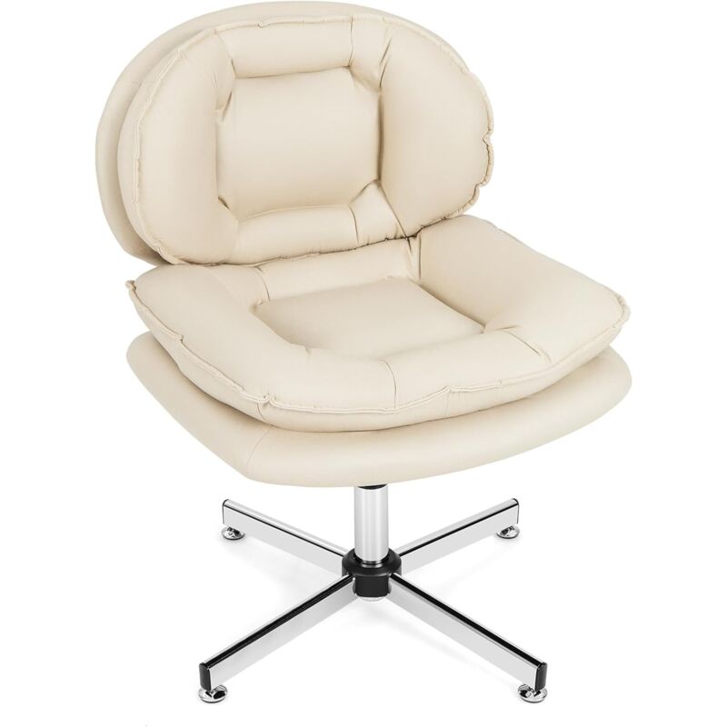 Chaise de Bureau en Tissu Leathaire, Fauteuil de Direction avec Pieds en Métal Croisés, Chaise d'Ordinateur avec Dossier et Siège Doublement