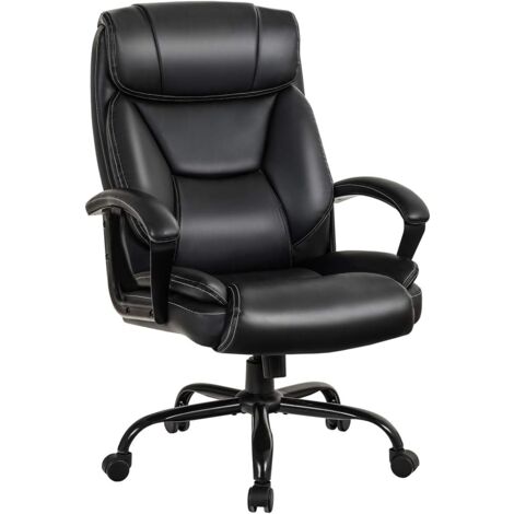 Costway – Chaise de bureau ergonomique réglable – Accoudoirs rembourrés – Dossier large – Hauteur ajustable 117-127 cm – Revêtement PU durable