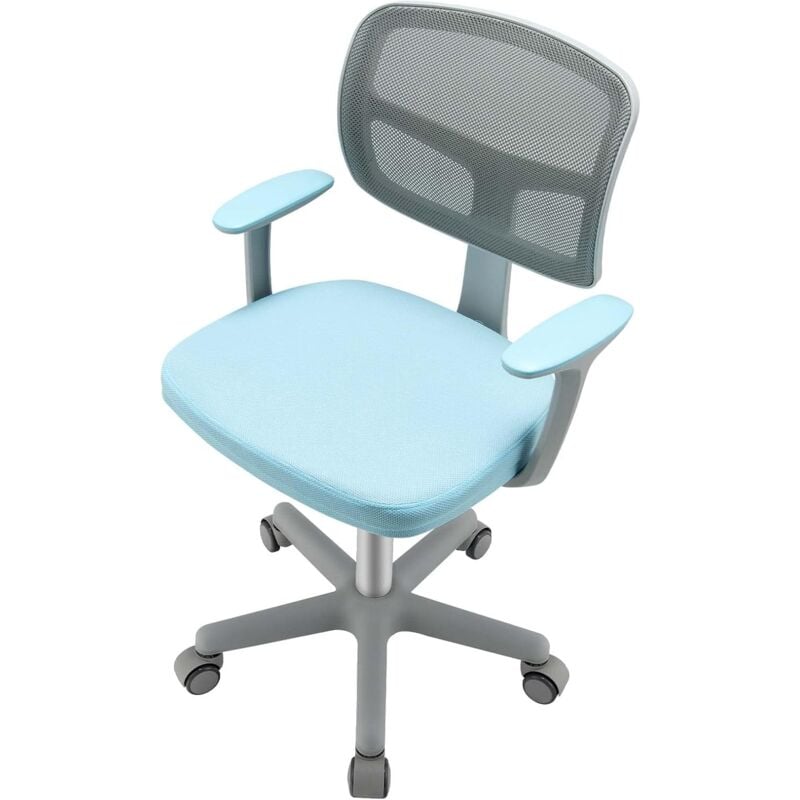 Chaise de Bureau à roulettes Enfants avec Soutien Lombaire Ergonomique, Hauteur Réglable 80-91,5cm, Siège Pivotant en Maille, Verrouillage