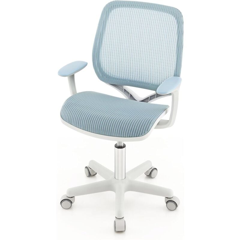 Chaise de Bureau Pivotante Enfants avec Hauteur Réglable 80-92cm, Siège à roulettes Enfants avec Dossier & Accoudoirs Ergonomique, Verrouillage