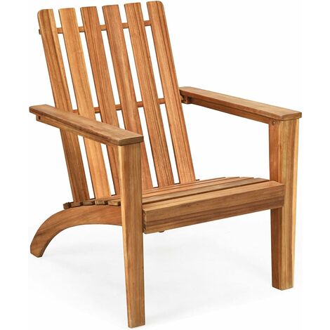 COSTWAY Chaise de Jardin/Adirondack en Acacia Certifié FSC Résistant aux Intempéries Charge 160 Kg Salon Terrasse Balcon Naturel