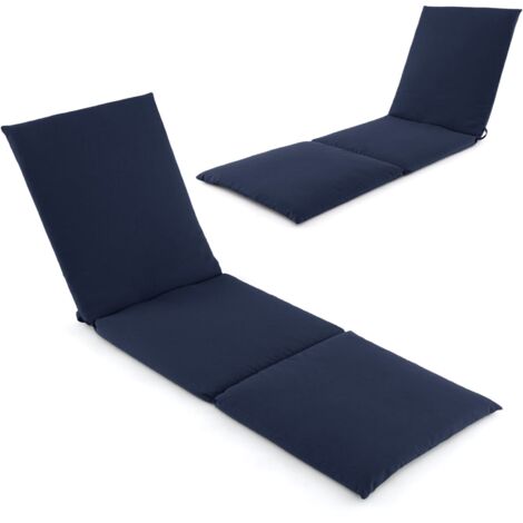 COSTWAY Chaise Lounge Cushion Tri-Fold Lounger Pad 182 x 59 cm-Blue