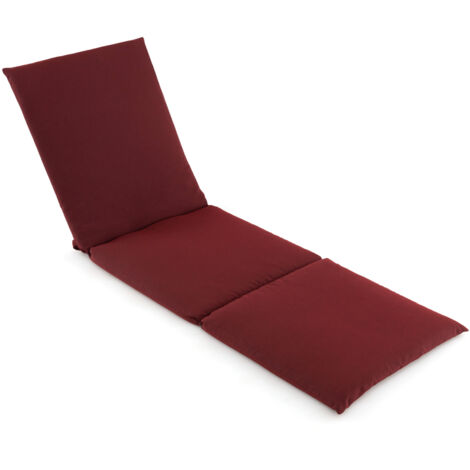 COSTWAY Chaise Lounge Cushion Tri-Fold Lounger Pad 182 x 59 cm-Red