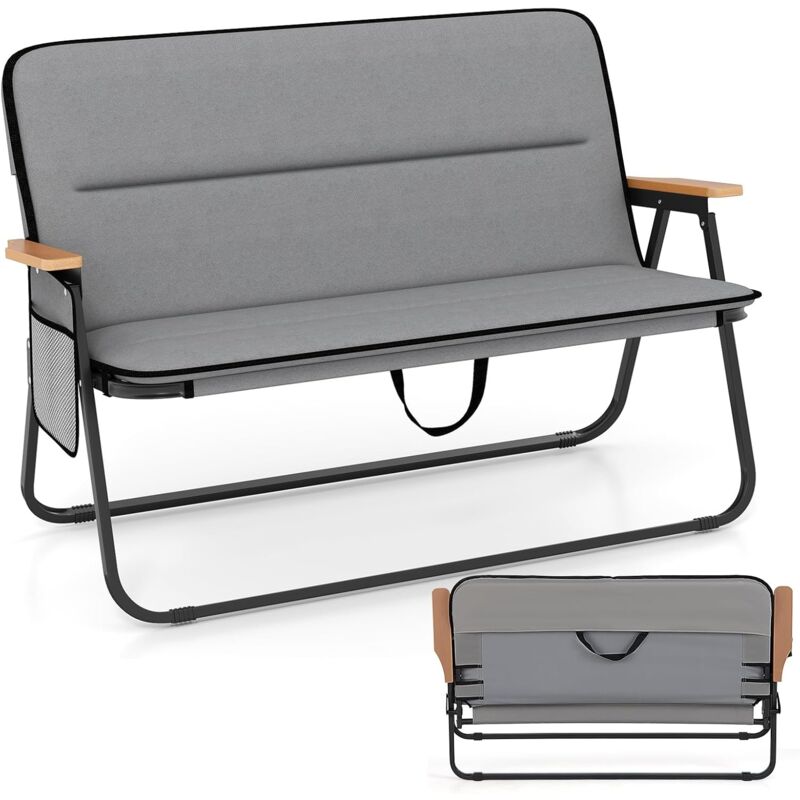 Chaise Pliante Camping, Chaise de Jardin Exterieur, Coussin Amovible, Poche Latérale, Tissu Oxford, Fauteuil Pliante pour Jardin Piscine Camping (111