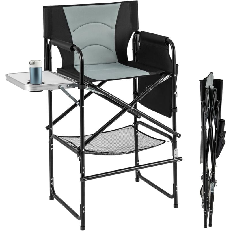 Chaise Pliante Camping, Tablette Pliable avec Porte-gobelet, Chaise de Camping, Sac en Filet Inférieur, 4 Poche Latérale, Fauteil Pliante,