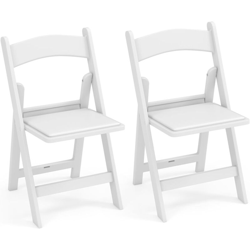 Costway - Chaise Pliante Lot de 2, Chaises de Jardin en Résine, Siège Rembourré en pvc, Chaise Pliable Extérieur Intérieure, Transport Facile, pour