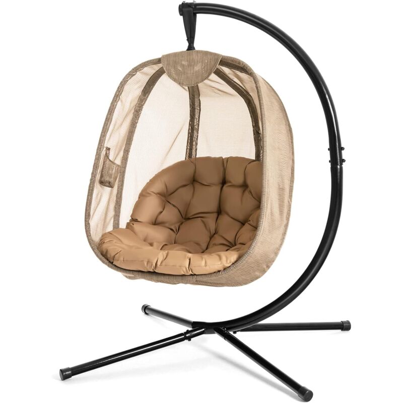 COSTWAY Chaise Suspendue avec Support avec Grand Coussin Confortable, Support en Acier?Base en X Stable Charge max.: 110 kg