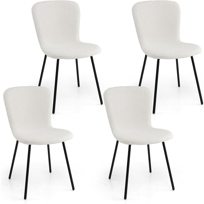 Costway - Chaises de Salle à Manger Lot de 4, Chaise Velour avec Dossier Haut, Pieds en Métal, Chaise Salon Rembourrée pour Cuisine, Chambre, Beige