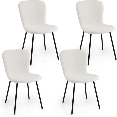 COSTWAY Chaises de Salle à Manger Lot de 4, Chaise Velour avec Dossier Haut, Pieds en Métal, Chaise Salon Rembourrée pour Cuisine, Chambre, Beige