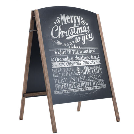 COSTWAY Chalkboard A-Board Double Sided Replaceable Blackboard Writing Board-Black