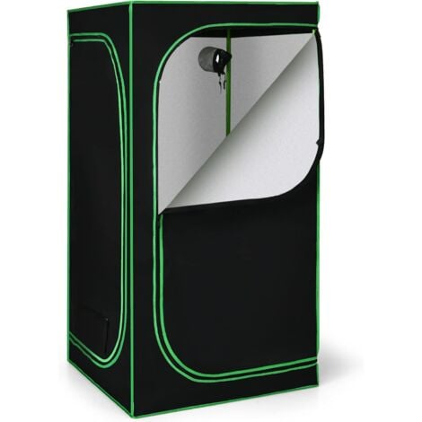 COSTWAY Chambre de Culture 80 x 80 x 160 cm Tente de Culture Hydroponique Pousse Culture Hydroponique Tissu Oxford Noir