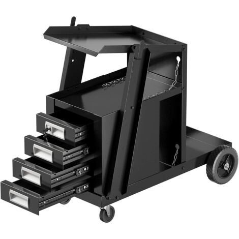 Costway – Chariot d'atelier de soudage 4 tiroirs – Stockage réservoir – Charge 45 kg – Roues directionnelles – Pour outils TIG MIG ARC