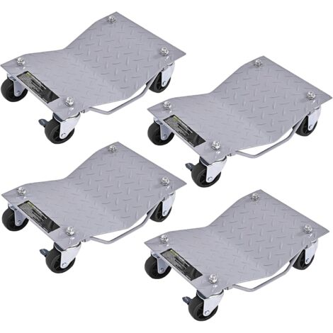 Costway – Chariot de manutention de voiture lot de 4 – Capacité 680 kg par chariot – Surface antidérapante 40,5 x 30 cm – Roulettes verrouillables 360° - Motos-40