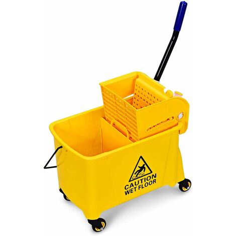 COSTWAY Chariot de Nettoyage avec Seau de Lavage de 20L Professtionelle pour Vadrouille/Balis 60 x 28 x 70 CM Jaune à Roulettes