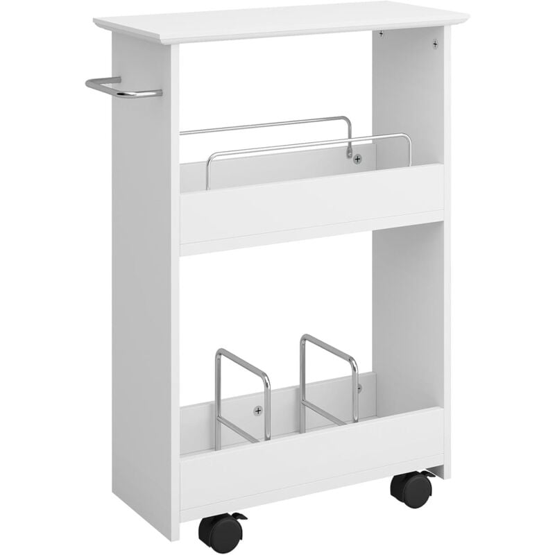 Costway - Chariot de Rangement sur roulettes à 3 Niveaux, Chariot de Stockage avec Roues Verrouillables et Porte-Serviettes, pour Salle de Bain,