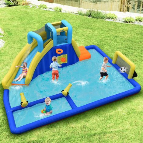 Costway – Château gonflable 6 en 1 avec toboggan et jet d'eau – Dimensions 526x373x203cm – Charge max 120kg – Pour 3-12 ans – Tissu Oxford durable