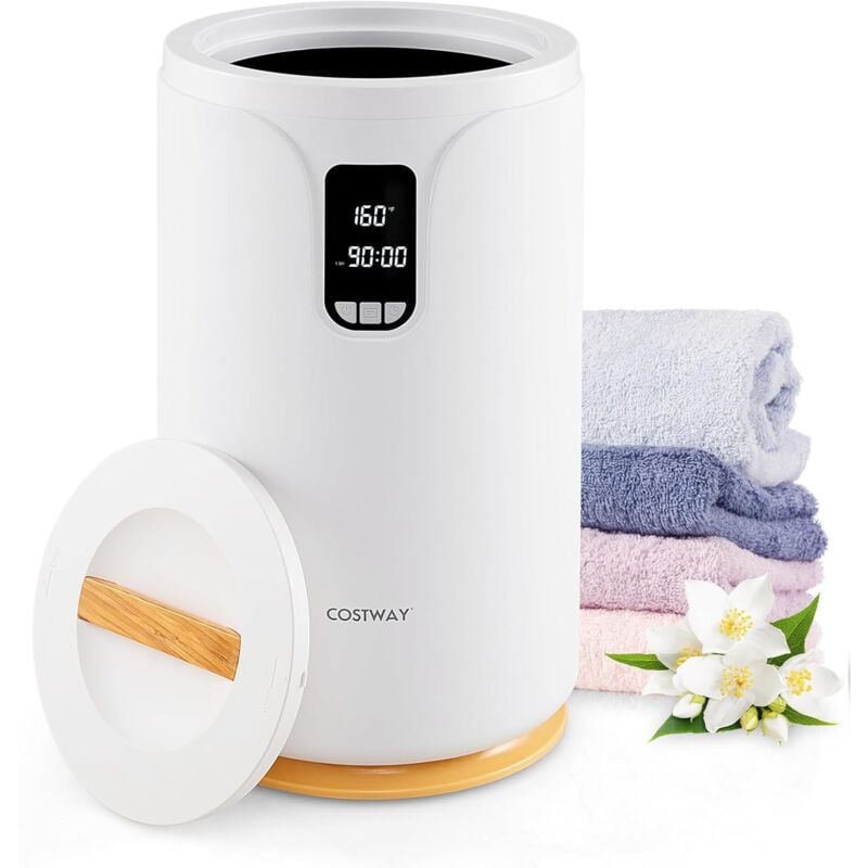 Costway - Chauffe-Serviettes 20 l Température Élevée 130°C, Seau à Serviettes Chauffant Portable Minuterie 30-90 Min avec Lumière led Sécurité