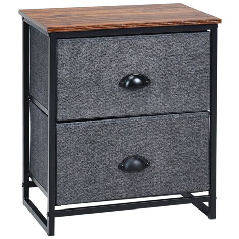 COSTWAY Chest of Drawers with 2 Drawers Home Storage Organizer Unit-Black
