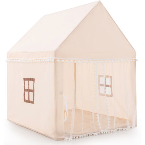 COSTWAY Children’s Playhouse Sturdy House Large Fairy Tent Playhouse-Beige