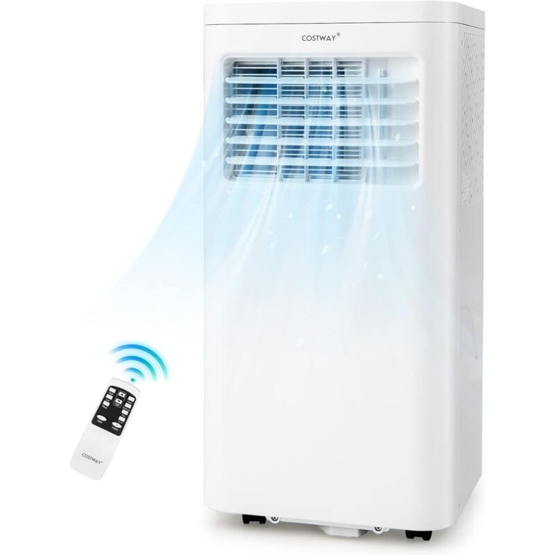 Climatiseur Mobile 9000BTU Déshumidification Ventilateur Veille Intelligent Minuterie 24h, Filtre à Air Lavable Télécommande - Costway