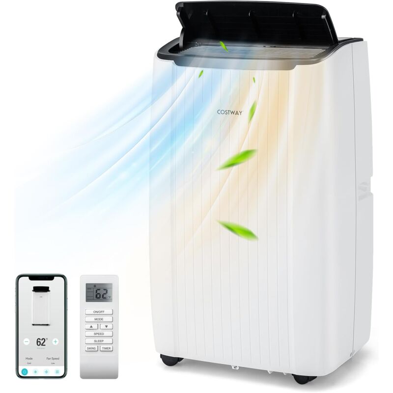 Climatiseur Mobile Silencieux 6 en 1, Refroidissement,Chauffage,Ventilateur,Déshumidificateur,Mode Nuit,Climatisation Rapide,Clim Mobile (Clim