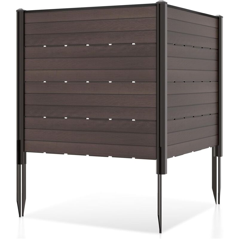 Clôtures de Jardin 120x115CM avec 5 Piquets de Sol, Clôture de Confidentialité Extérieur pour Poubelle ou Équipement de Piscine, 2 Panneaux de