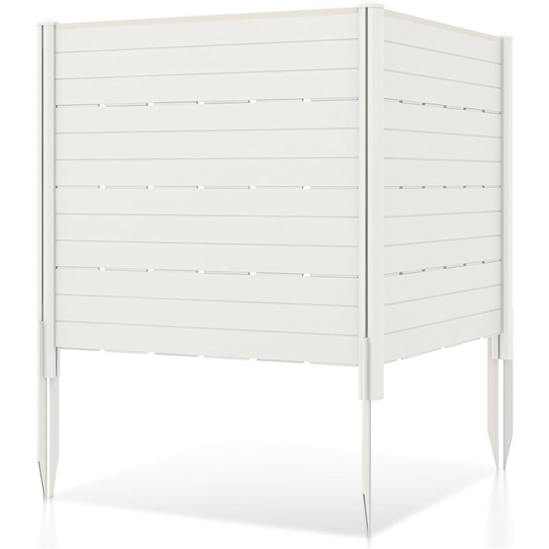 Clôtures de Jardin 120x115CM avec 5 Piquets de Sol, Clôture de Confidentialité Extérieur pour Poubelle ou Équipement de Piscine, 2 Panneaux de