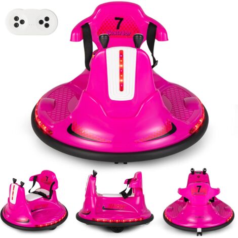 COSTWAY Coche de Parachoques Eléctrico para Niños, Auto de Choque 6V con Doble Joystick, Mando a Distancia, 360°Rotación, LED de Colores, Cinturón de Seguridad Ajustable, Parachoques Blando (rosa)