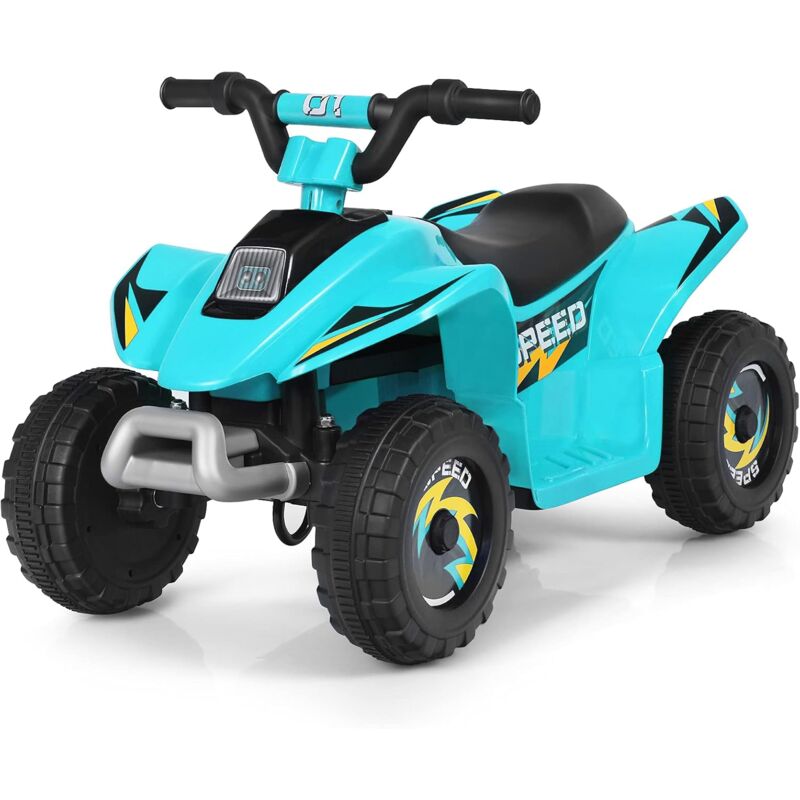 

Coche Infantil Eléctrico Mini Cuatriciclo ATV para Niños Batería 6V Velocidad Máxima 4,6 km/h, Vehículo Motorizado (Azul) - Costway