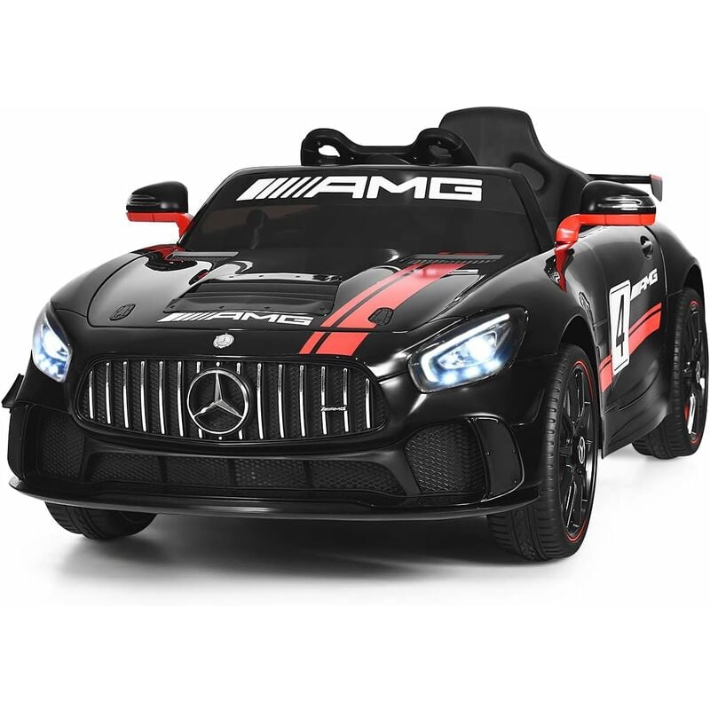 

Coche para Niños Montable 12 V, Eléctrico con Mando 2,4 GHz, Control Oscilación, MP3, Bocina y Luces LED, Cinturón de Seguridad (Negro) - Costway