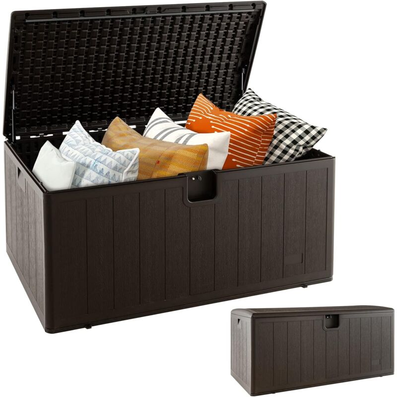 Coffre de Rangement Extérieure en hdpe 492L, Grande Boîte de Rangement avec Couvercle Verrouillable, pour Ranger des Oreillers Outils Jouet